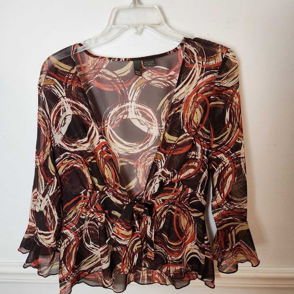 Y2K Serenade Top Size Small Womens Sheer Fairy Boho Bell Sleeve Cardigan Shirt